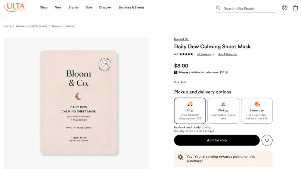 Bloom & Co. listed on ULTA Beauty